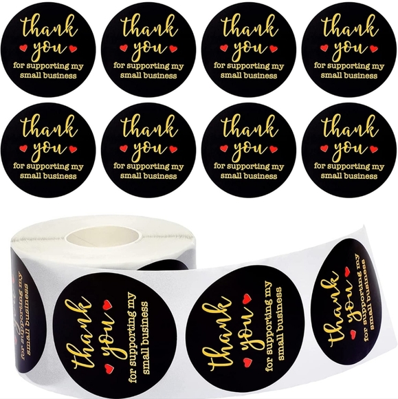 50 ct Stickers 2 inch, Black Thank You Labels Sticker, Thank You for Sup… - Picture 7 of 9